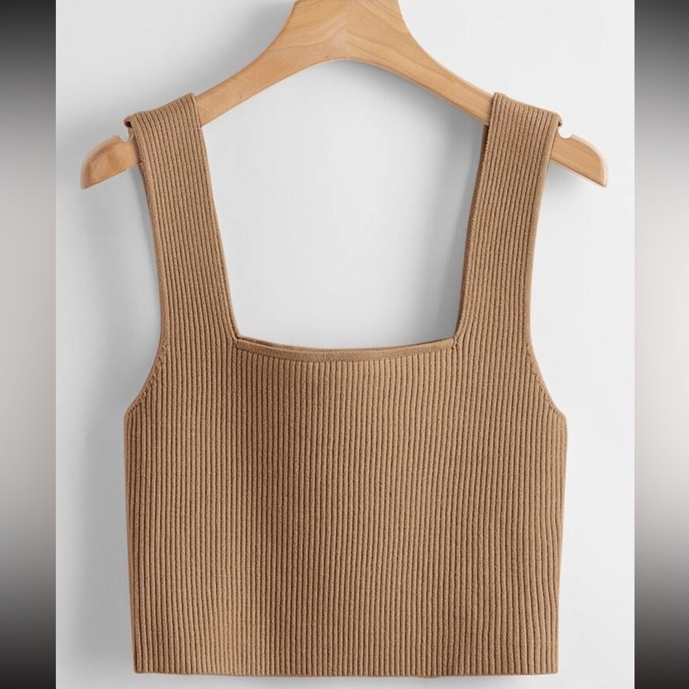 SHEIN Women’s Ribbed Knit Brown Sleeveless Tank Top Size Large